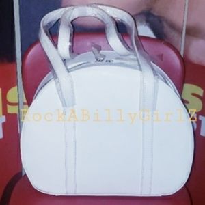 Tatyana Ivory White Amelia Vintage Stewardess Round Pinup Purse w Double Straps